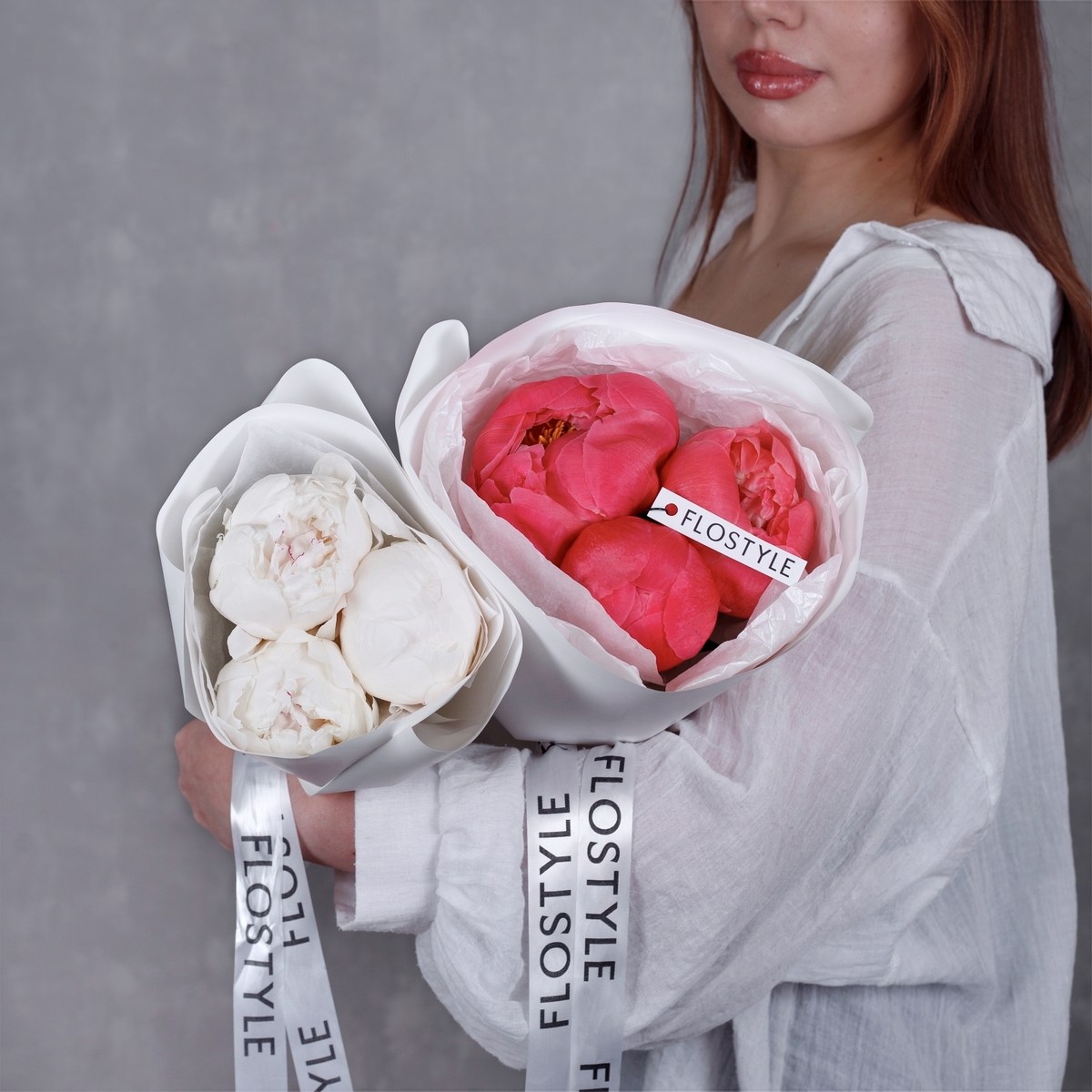 piony miks koral sharm belye piony 3 sht 3